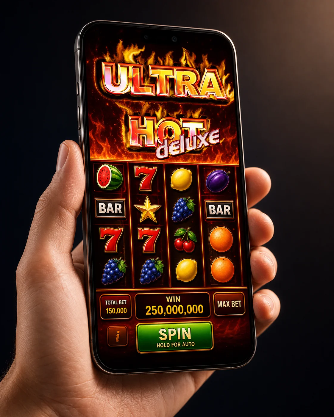 Ultra Hot Deluxe Demo-Interface mit aktivierter Autoplay-Funktion und Rundenhistorie über mehrere Spins